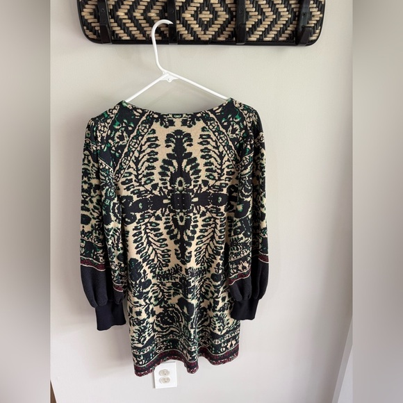 Free People Music and Lyrics Sweater Mini Dress - Black/Green - Size Medium - Picture 14 of 16